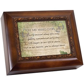 Cottage Garden You are Missed Every Day Quietly Woodgrain Embossed Ashes Bereavement Urn Box