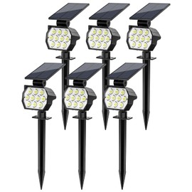Flaow Solar Spot Lights Outdoor Waterproof IP67, 6 Pack - 50 LED Adjustable Solar Powered Landscape Spotlight with 3 Lighting Modes, Stake Light for Outside Yard Lawn Pathway Tree