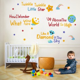 DEKOSH Nursery Wall Decor with Twinkle Twinkle Little Star Rhmye | Colorful Wall Decals for Baby Nursery, Girls/Boys Bedroom