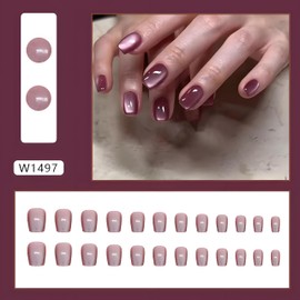 sandanfine Pressing style fake nails, reusable fake nails, fake nails, minimalist fake nails, fashionable fake nails, with Press on Nail Adhesive15