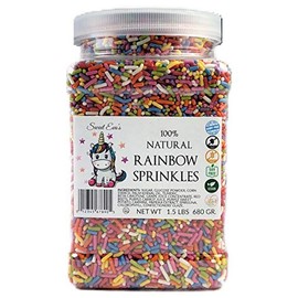 100% NATURAL RAINBOW SPRINKLES - NATURAL COLOR, DAIRY FREE, NUT FREE, GLUTEN FREE, SOY FREE, VEGAN, EGG FREE AND KOSHER 1.5 LBS
