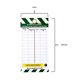 LIVELIFEBETTER® Automated External Defibrillator (AED) Inspection Record Tags – Maintenance Record – Durable Polypropylene (PP) for Workplace Safety & Compliance (10, One Size)