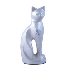 Hind Handicrafts Aluminium Contemporary Cat Cremation Urns for Ashes - Peaceful Pet Memorial Keepsake Urn for Cats (15 Cubic Inches, White)