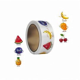 500 Pcs Cute Fruit Stickers Roll - 6 Fruits for Kids Reward Charts, Planner & Craft Decor, School & DIY, Assorted Fruits,Bulk Stickers,Banana Mango Watermelon (Watermelon, White)