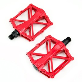 RHINORO Pair of Cycling BMX Mountain Bicycle Bike Pedals 9/16" Bearing Metal Heavy Duty (RED)