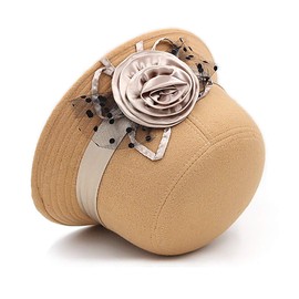 Glamorstar Vintage Felt Cloche Hat Winter Floral Fedora Bucket Hat Bowler Hats (as1, Alpha, one_Size, Beige)