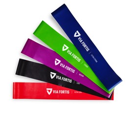 Via Fortis Premium Fitness Band Set - 5 Resistance Bands + Bag and Instructions (English Language Not Guaranteed) - Resistance Bands, Gymnastic Bands, Training Bands, Loop Bands, Mini Bands, Exercise Bands