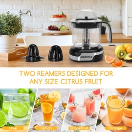Aigostar 1.2L Orange Juicer Electric Citrus Juicer with LED Working Lamp, 2 Citrus Cones, Two Way Rotation, Filter, Lemon Squeezer Press for Orange Lemon Lime Grapefruit, Black - Juicy 30G4F