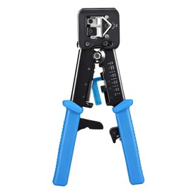 Cable Matters Modular RJ45 Crimp Tool for Pass-Through Connectors (Pass-Through Ethernet Crimper) with Built-in Wire Cutter and Stripper - 10-Pack Cat6 RJ45 Connectors Included