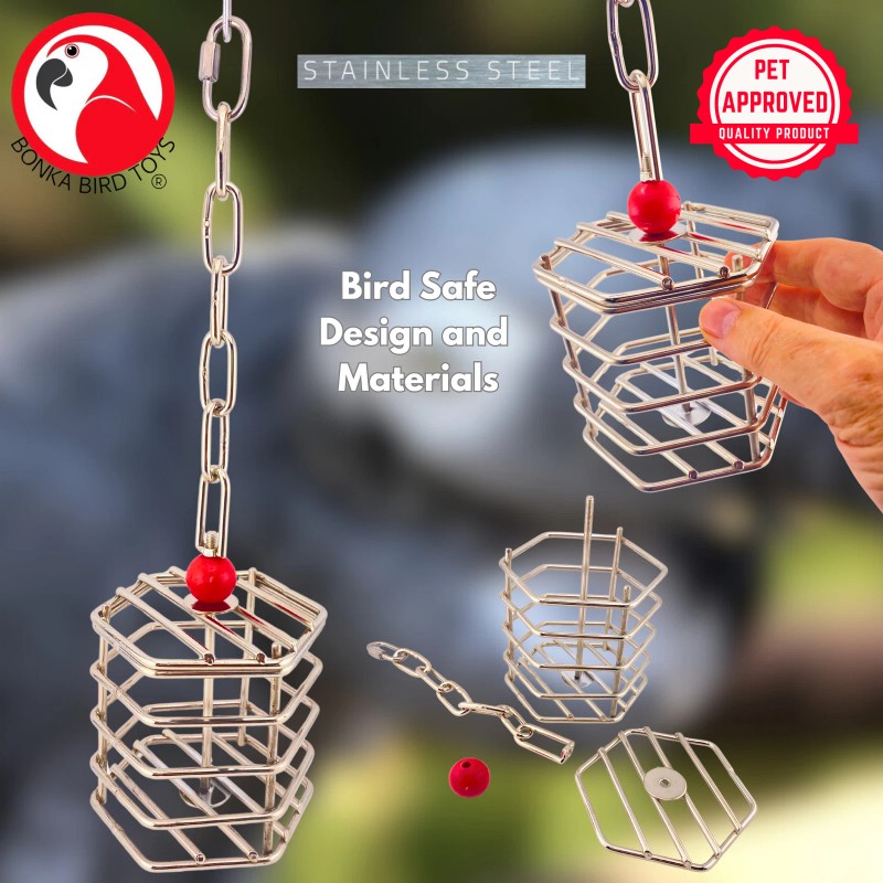 Bonka Bird Toys 00196 Small Stainless Steel Baffle Cage Treat