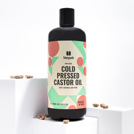 Cold Pressed Castor Oil - 100% Organic, Hexane Free, Natural and Pure - Golden Hair Growth Oil For Hair, Beards, Eyelashes and Eyebrows - By Varpek