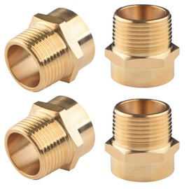 Tsinghwang 4 Pieces G 3/4 (BSP) Female Thread to US 3/4 NPT Male Thread Brass Pipe Fitting Adapter, G to NPT Adapter, 3/4 Inch Converter Connector