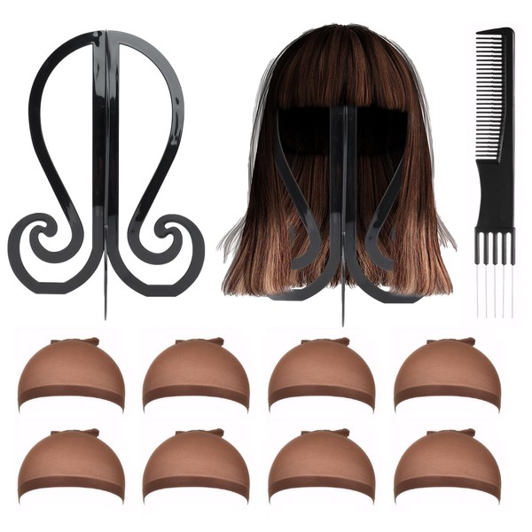 GMHLLES 2Pcs Wig Stand Black Sturdy Holders 8PCS Wig Hair