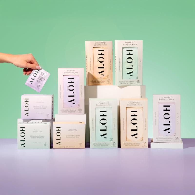 Sweet Orange Bergamot + Aloe Individually Wrapped Sanitizing Hand Wipes