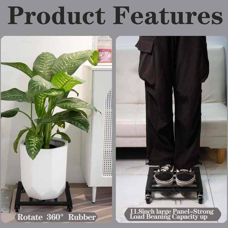 Goooxim Heavy Duty Plant Caddy with Wheels 12Inch - 200lb