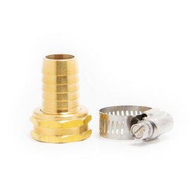 5-Pack Heavy-Duty 3/4-in. Brass Coupling with Stainless Steel Clamps (Hose Repair)