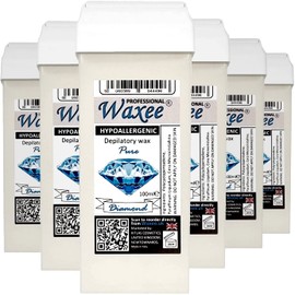 HYPOALLERGENIC 100ml roll on wax, roller wax PURE DIAMOND. Wax cartridge for sensitive & delicate skin, PREMIUM WAX from Waxee! (6 x 100ml roll-on wax cartridge)