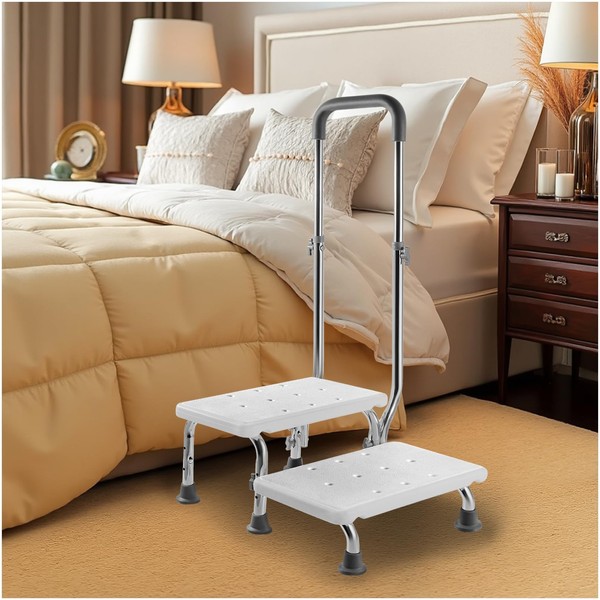 2 Step Stool with Handle for Elderly - Non-Slip Bedside
