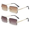 NIDOVIX Rimless Rectangle Sunglasses For Women Men Fashion Frameless UV400
