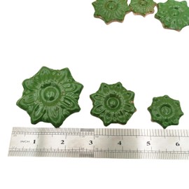 1.1LB Random Ceramic Mosaic Tiles for DIY Crafts,3 Sized Mosaic Pieces for Plates Flowerpots Making Supplies Home and Outdoor Decoration (Dark Green, Flower)