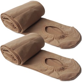 DANCEYOU Womens Dance Tights 2 Pairs Convertible/Footed Girls' Ballet Tights Opaque Leggings for Toddler, Kids and Women, Tan M