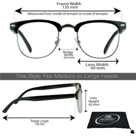 proSPORT Multifocal Progressive 3 Magnifications in 1 Lens No Line Computer Gaming Reading Glasses for Men & Women (Kennedy - Black & Black/Med to Large, 1.50, Multiplier_x)