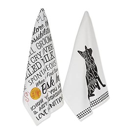 DII Everyday Pets Kitchen Collection Absorbent Dishtowel Set, 18x28, Dog Prints, 2 Count