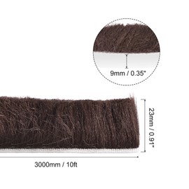uxcell Weather Stripping Brush, 10ft L x 0.35" W x 0.9" H Self-Adhesive Seal Weatherstrip Sweep Brush Brown for Door Window