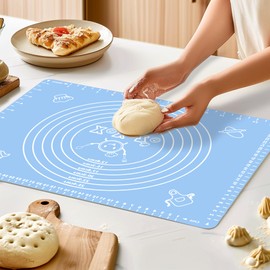 Silicone Pastry Mat for Baking, Dough Rolling Mat Non Stick Dough Mat with Measurement Baking Mat, Kitchen Counter Mat for Pie, Crust, Pizza, Cookies (11.81 * 15.74 Inch - Blue)
