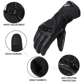 TAGVO Winter Motorcycle Gloves, Warm, Windproof, Waterproof, Full Finger Protection, Sensor Screen, Motorcycle Gloves, Riding Gloves for Men and Women