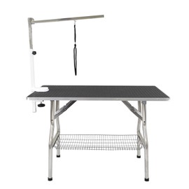 Flying Pig 38" Medium Size Heavy Duty Stainless Steel Frame Foldable Dog Pet Grooming Table (38x22", Black)