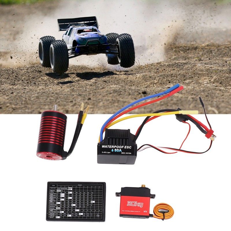 3660 4 Pole Brushless Motor 80A Brushless ESC 30kg Servo