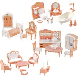 32 Pcs Dolls House Furniture Set Colorful Wooden Dolls House Accessories 1:12 Scale Doll House Furniture for Kids Imaginative Play Perfect for Dollhouses and Enhancing Creative Play Experience