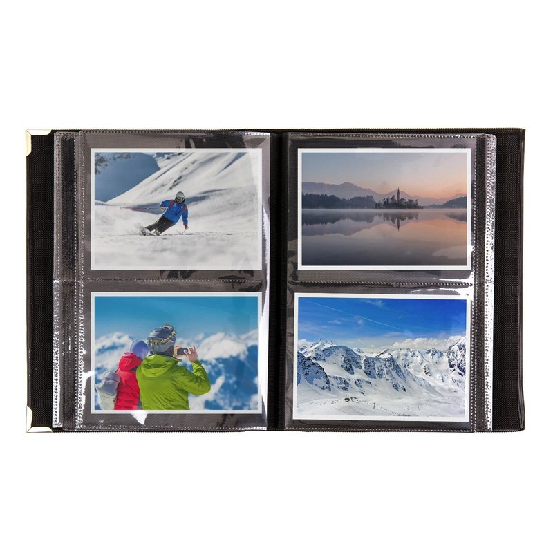 Kenro Black Textured Photo Album with Silver Corners for 200