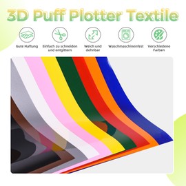 Lya Vinyl 3D Puff Plotter Film Textile, 10 Pack (30.5 cm x 25.5 cm) Puff HTV Vinyl for Cricut, Silhouette Cameo, Iron-On Film Plotter for DIY T-Shirt, Fabric