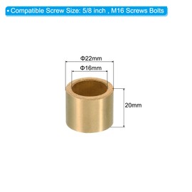 PATIKIL M16 Brass Spacers, 4 Pcs Metal Spacer Brass 16mm ID x 22mm OD x 20mm L Brass Spacers Screw Standoff for 5/8 Inch or M16 Screw