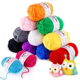 Crochet Yarn Acrylic Yarn Knitting Wool 12Pcs x 25g Crochet Wool for Crochet Kits for Beginners Adults Knitting and Crafts Multi-Color