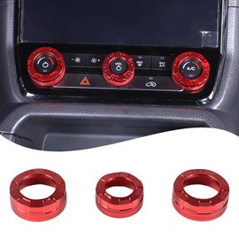 Car Central Control Air Conditioning Volume Knob Ring Cover Trim Compatible Ford Ranger 2023 2024，Aluminum A/C Air Conditioner Volume Switch Button Knob Cover accessories (Mech Style, Red)