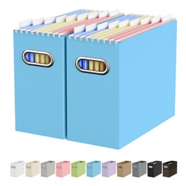 Oterri Cardboard File Organizer Box for Hanging File Folders Letter Size,File Box for Computer Desk,File Cabinet,Working Home,Office,Classroom (Blue,Letter Size - 2 Packs)