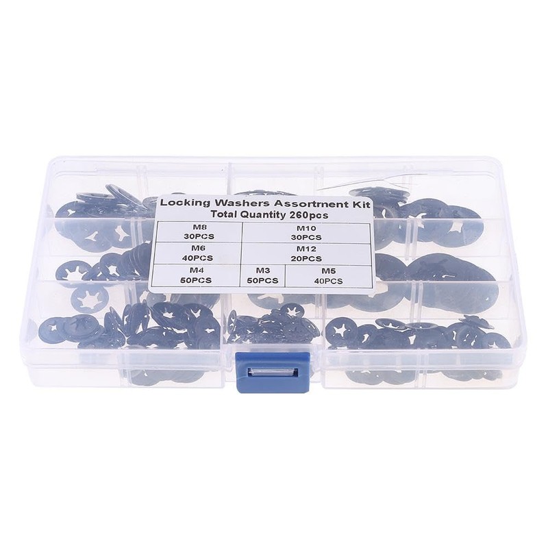 Fudeshe 260pcs 7 size Internal Tooth Star Lock Washers,Push Nuts
