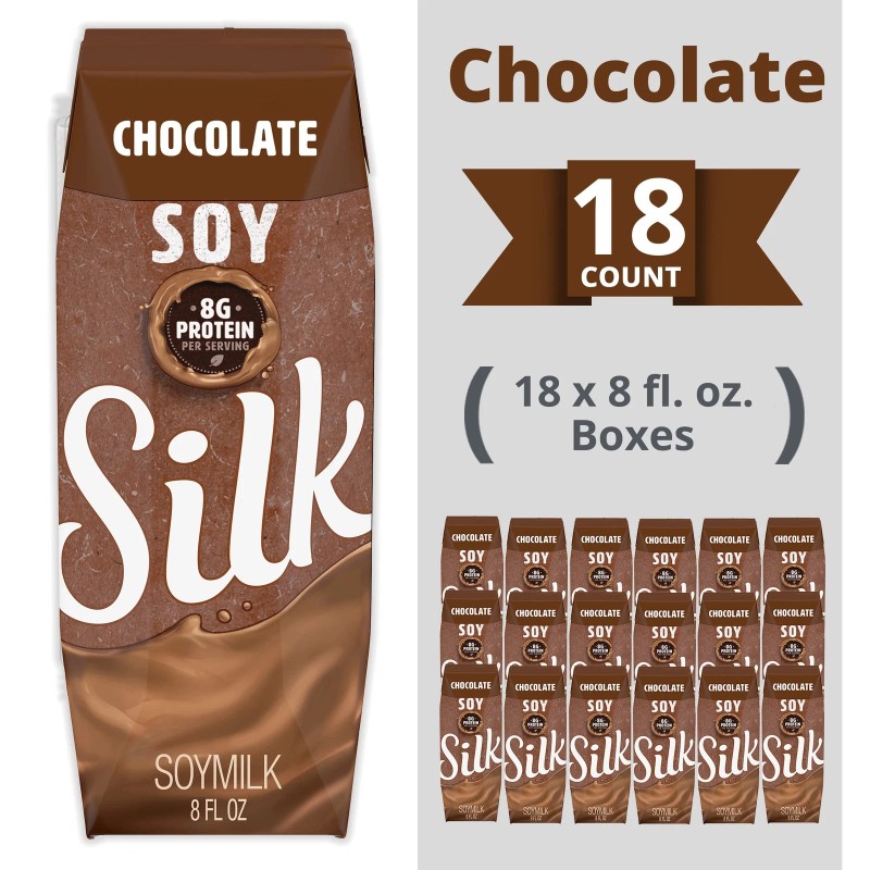 Silk Chocolate Soymilk 8 Fl Oz Pack of 18 Dairy