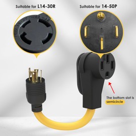 4 Prong 30 Amp Twist Lock Adapter, Generator to RV/EV Charging Adapter Cord with Handle, L14-30P Twist Lock Male to 14-50R Female, Heavy Duty STW 10 AWG for Generator to RV Trailer Camper