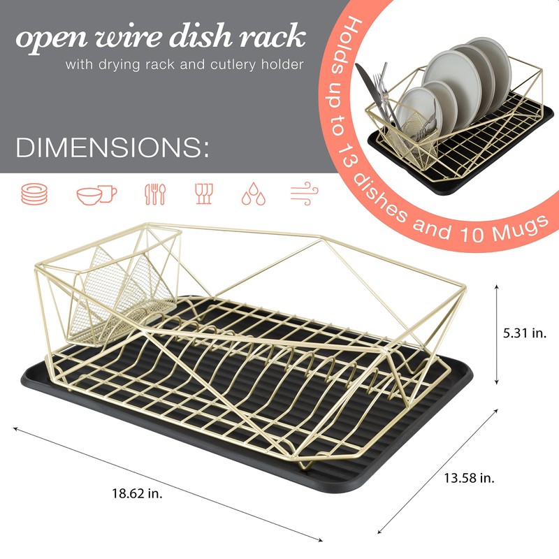 Kitchen Details Geode Deluxe Dish Drying Rack with Drain Board