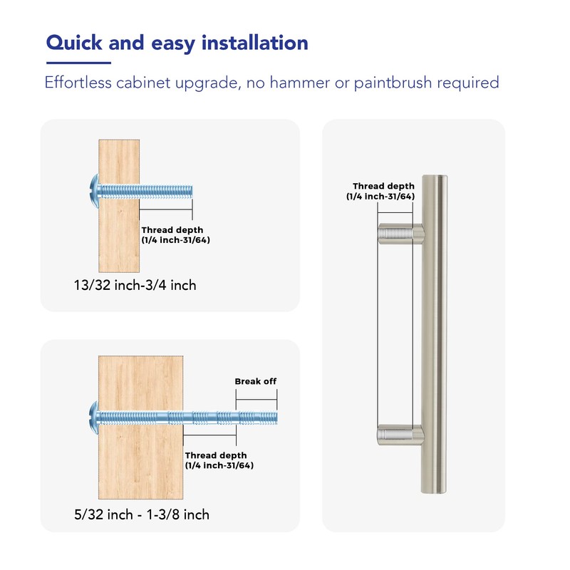 5 Pack 6 Inch Length Kitchen Cabinet Handles with 3.75