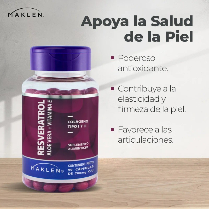 Resveratrol Aloe Vera Y Vitamina E 90 Softgels Maklen Sin