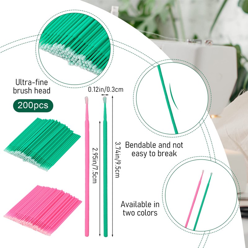 200 Pcs Sewing Machine Cleaning Brushes Tool Kit, Disposable Bendable