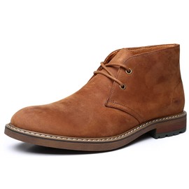 Chukka Boots for men, Premium Leather, Lace-up and Waterproof Oxfords Suede-Apricot 9