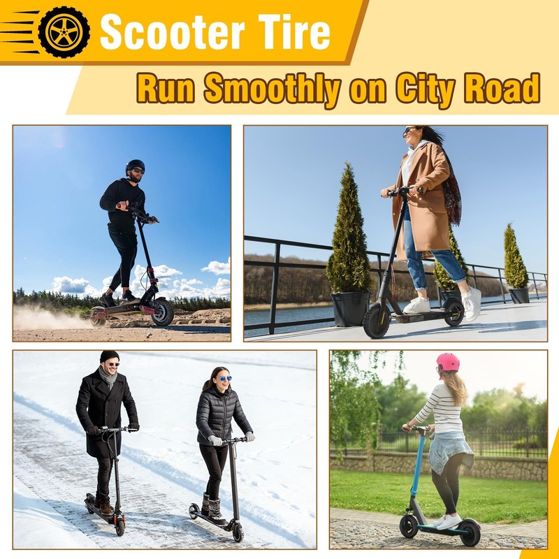 10x2.75-6.5 Scooter Tire, Electric 10 inch Rubber Tubeless Wheels Off-Road