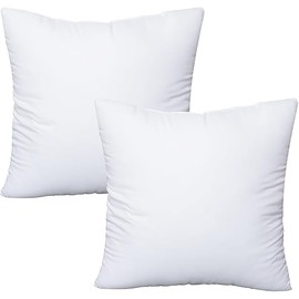 Throw Pillows Insert Set of 2, with 100% Cotton Cover, Bed and Couch - Indoor Hotel Decorative Pillows, 16x16 in White Pillows Inserts