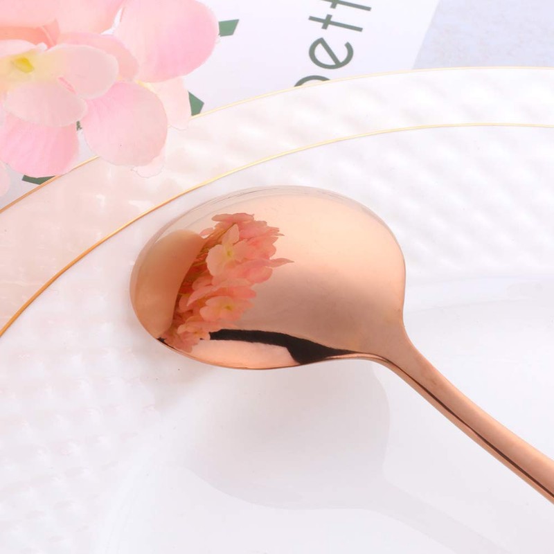 Buyer Star Bouillon Spoon Sets, 7-Inch Round Soup Spoons, Stainless